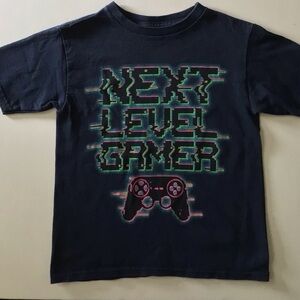 Next Level Apparel Navy Tee with Neon Green and Pink Gamer Graphic